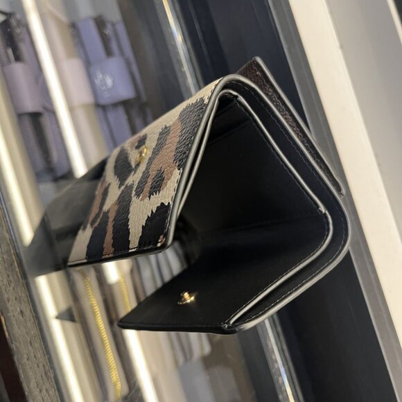 coach Card Holder Wallet With Leopard Print And Signature Canvas CCL99 IMYFB - Picture 3 of 7